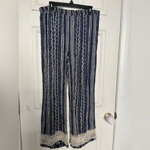 Navy and Cream Wide Leg Pants